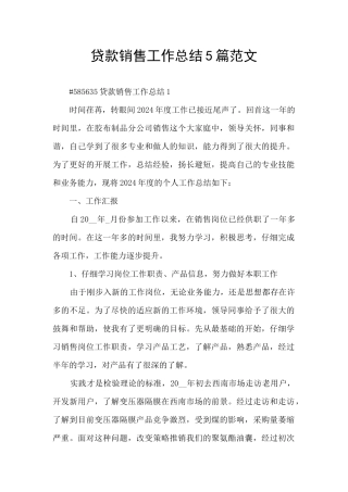 贷款销售工作总结5篇范文