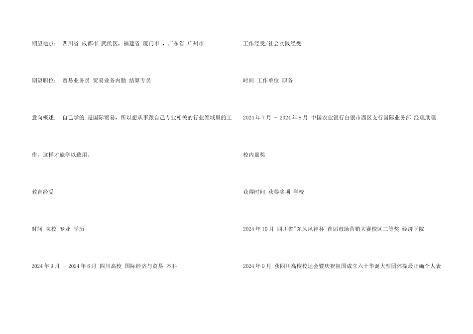 贸易业务求职简历_第2页