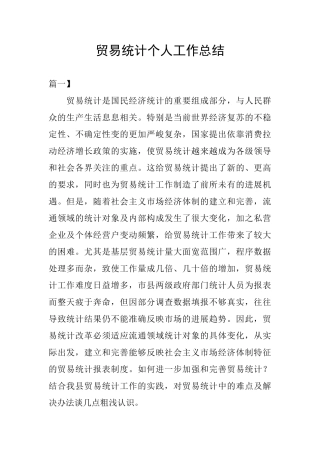 贸易统计个人工作总结