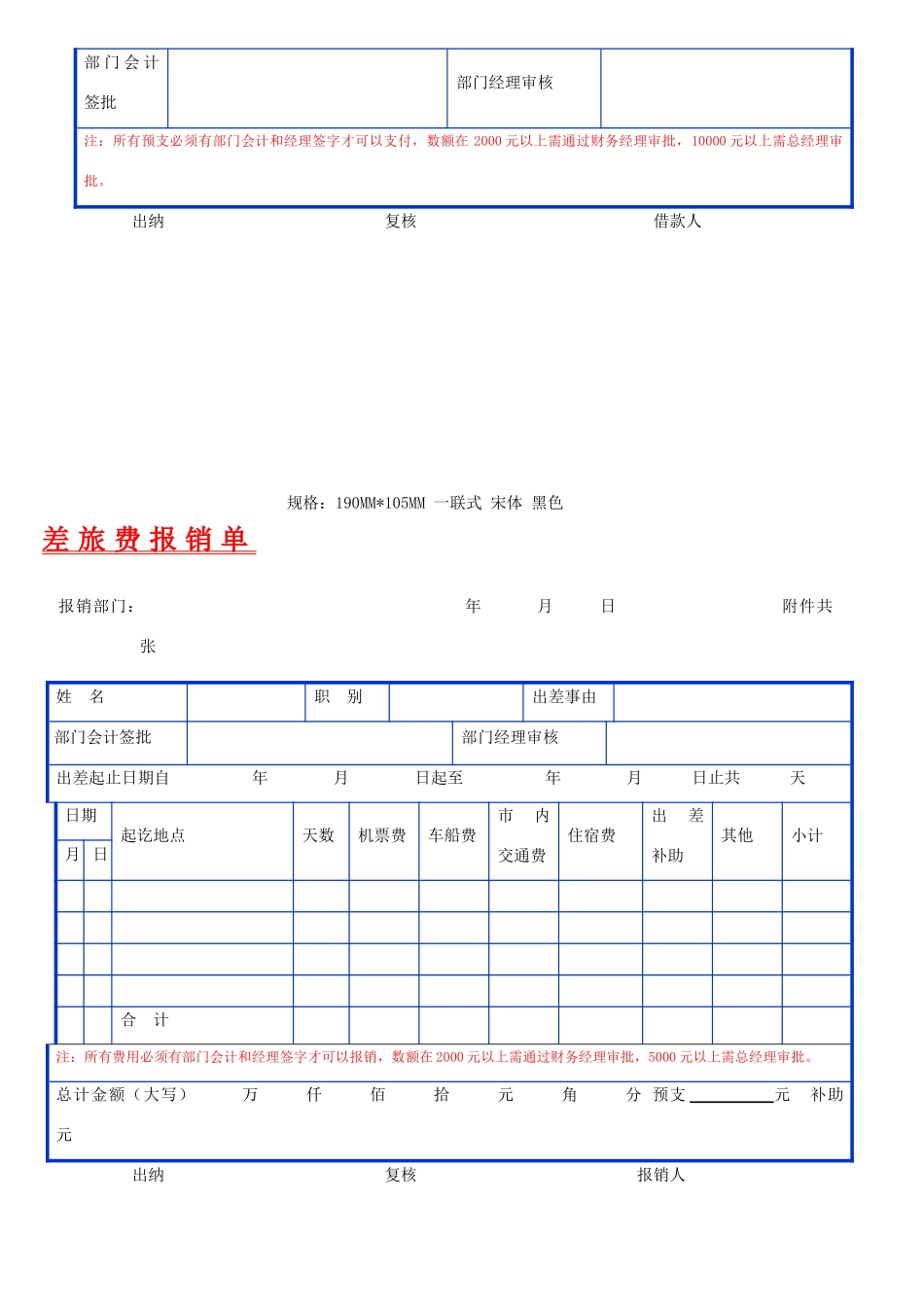 费用报销单表格_第2页