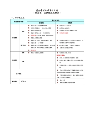 资金管理专项审计方案