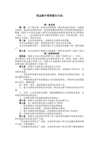 资金集中管理办法
