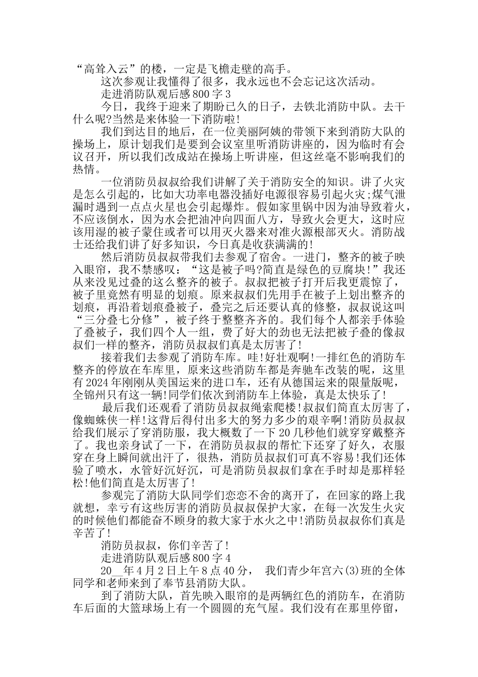 走进消防队观后感800字5篇_第3页