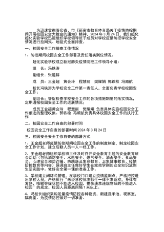 超化实验学校疫情防控期间校园安全自查报告最新