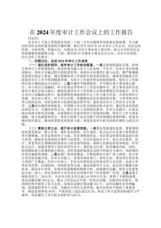 在2024年度审计工作会议上的工作报告