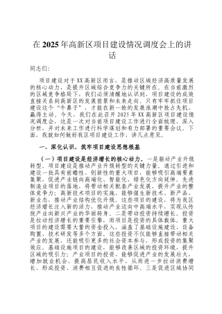 在2025年高新区项目建设情况调度会上的讲话