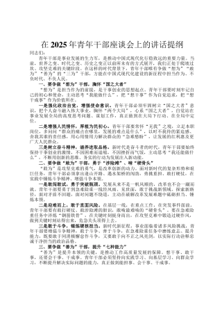 在2025年青年干部座谈会上的讲话提纲