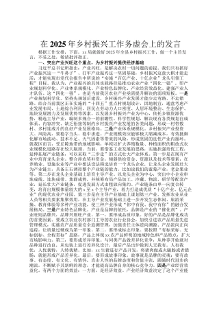 在2025年乡村振兴工作务虚会上的发言