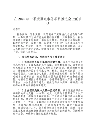 在2025年一季度重点水务项目推进会上的讲话
