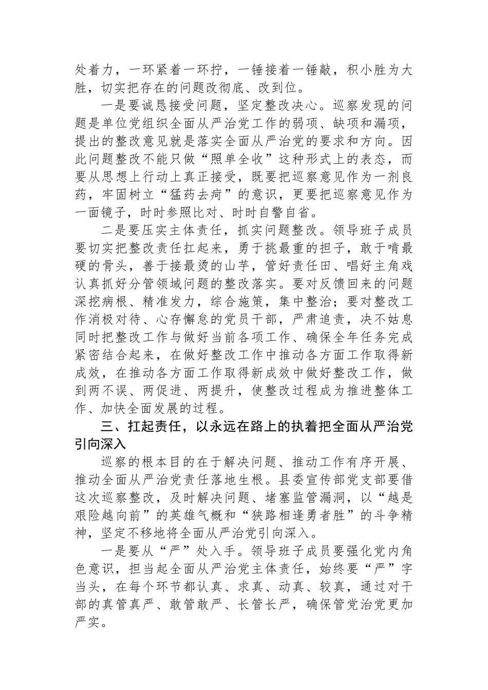 在被巡察单位巡察情况反馈会上的讲话_第2页