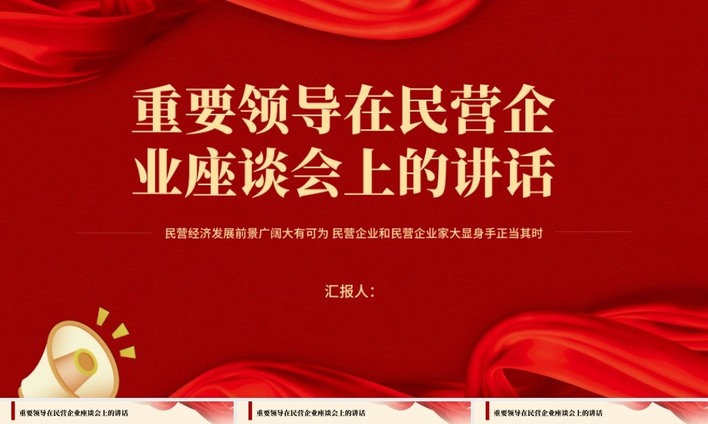 在民营企业座谈会的讲话