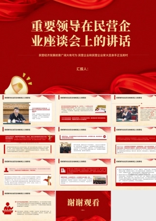 在民营企业座谈会的讲话