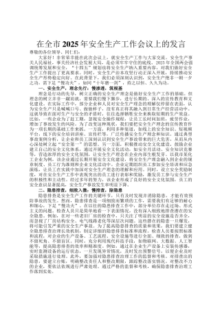 在全市2025年安全生产工作会议上的发言