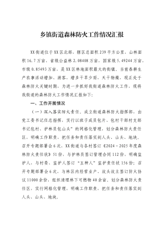 乡镇街道森林防火工作情况汇报