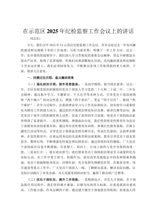 在示范区2025年纪检监察工作会议上的讲话