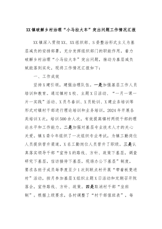 镇破解乡村治理“小马拉大车”突出问题工作情况汇报