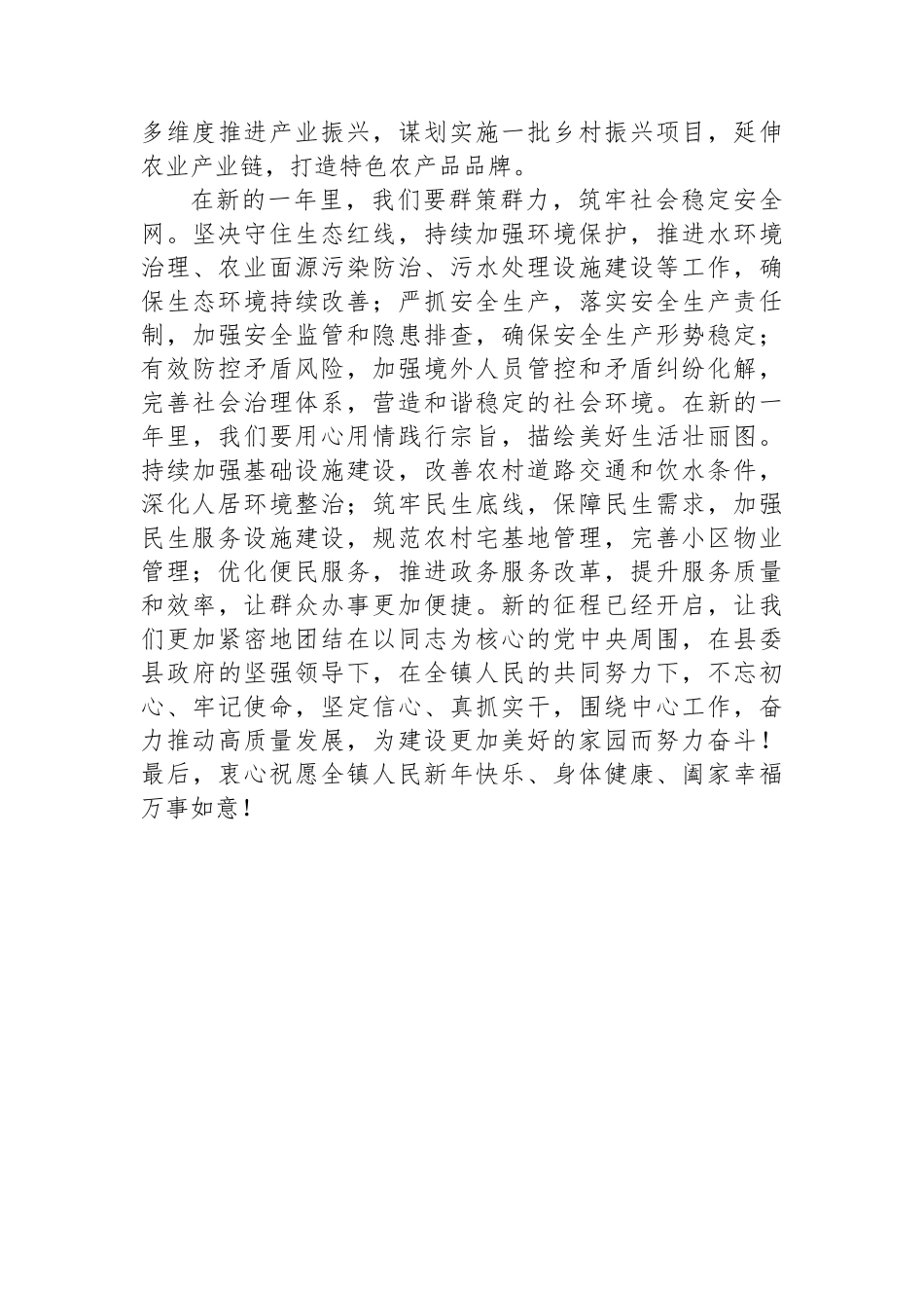 致全镇人民的2025年元旦献辞_第3页