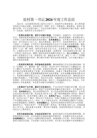 驻村第一书记2024年度工作总结