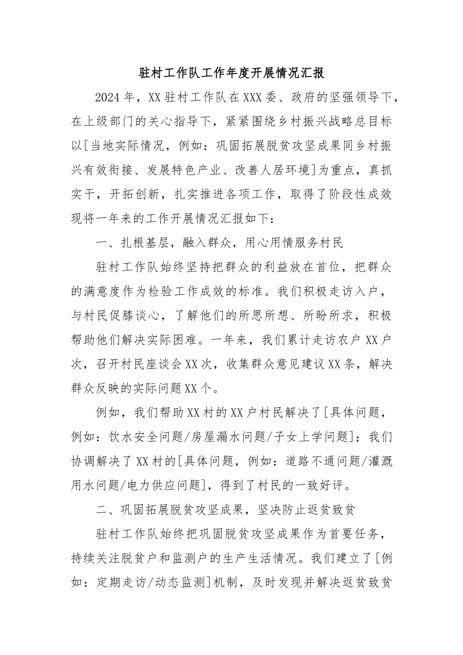 驻村工作队工作年度开展情况汇报_第1页