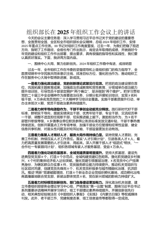 组织部长在2025年组织工作会议上的讲话