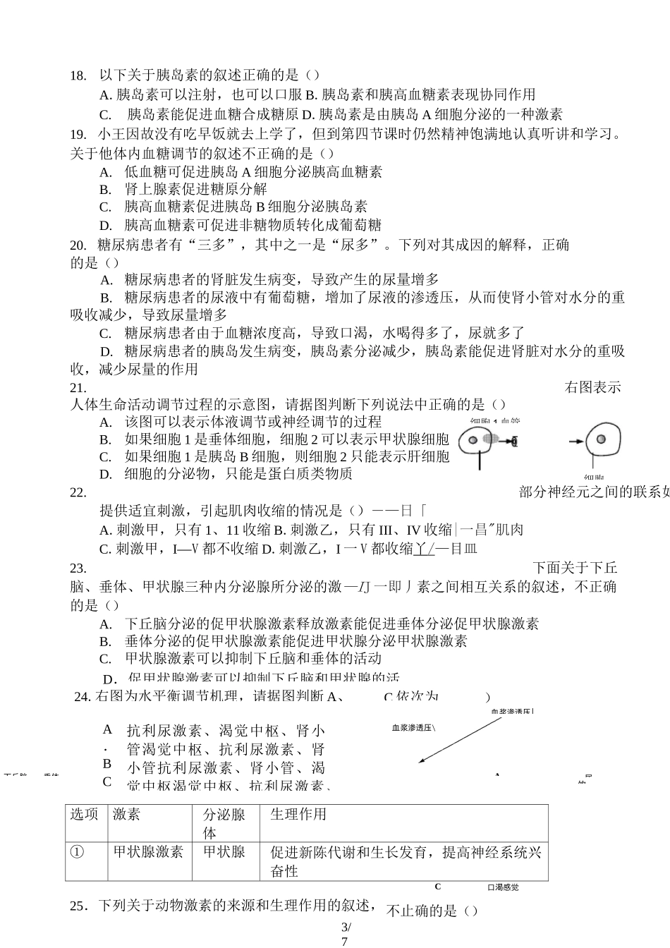 神经调节与体液调节的关系习题精练_第3页