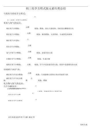 中考化学方程式全集