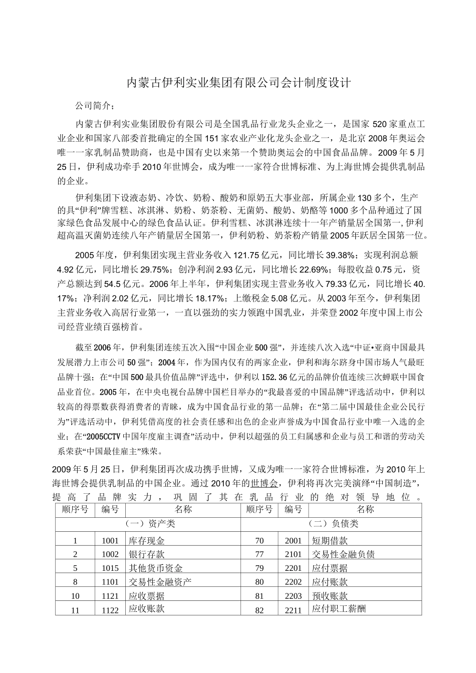 内蒙古伊利实业集团有限公司会计制度设计_第1页