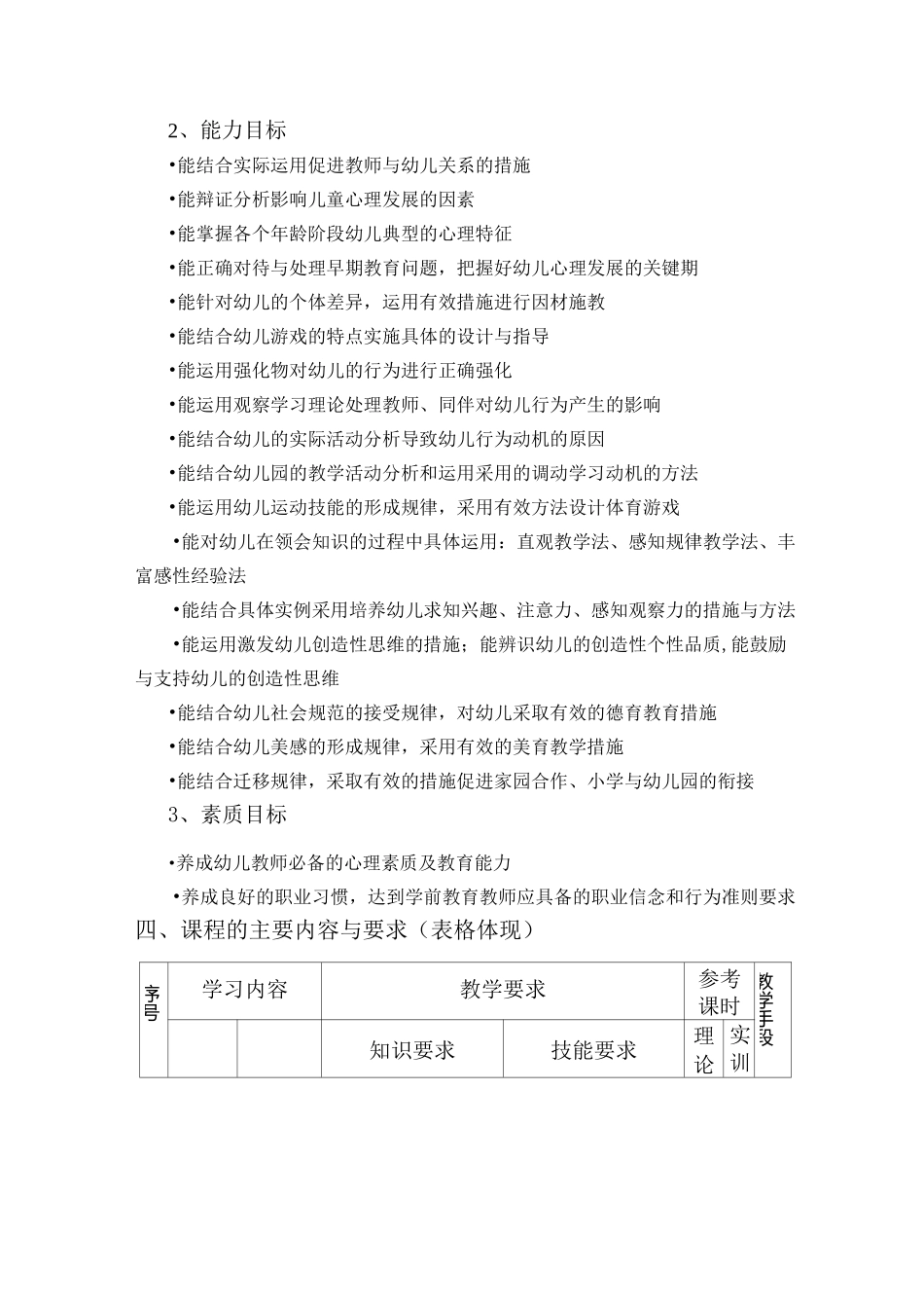 中等职业教育学前教育专业《幼儿教育心理学》课程标准(详)_第3页
