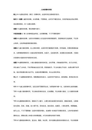 人体排毒时间表十二时辰排毒