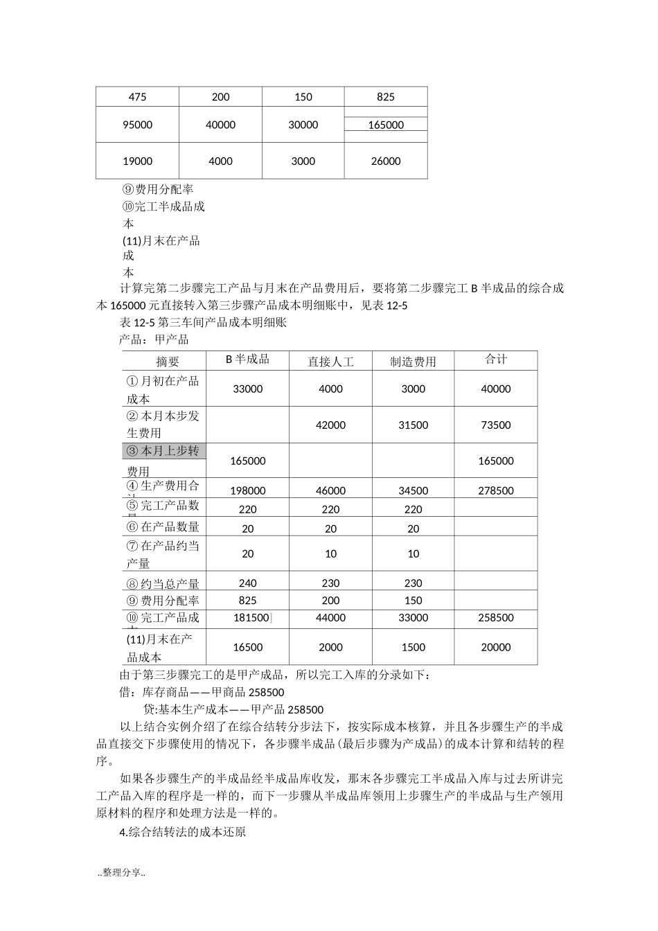 综合结转分步法和成本还原案例_第2页