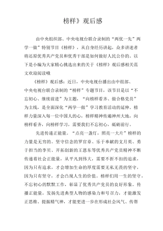《榜样》观后感XX
