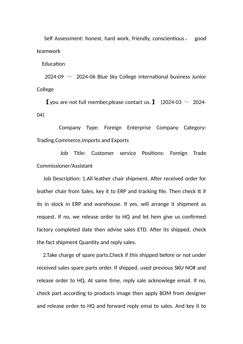 跟单业务员英文简历_第2页