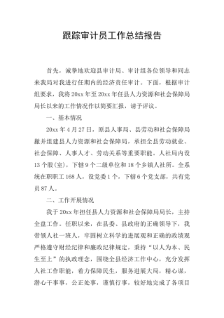 跟踪审计员工作总结报告