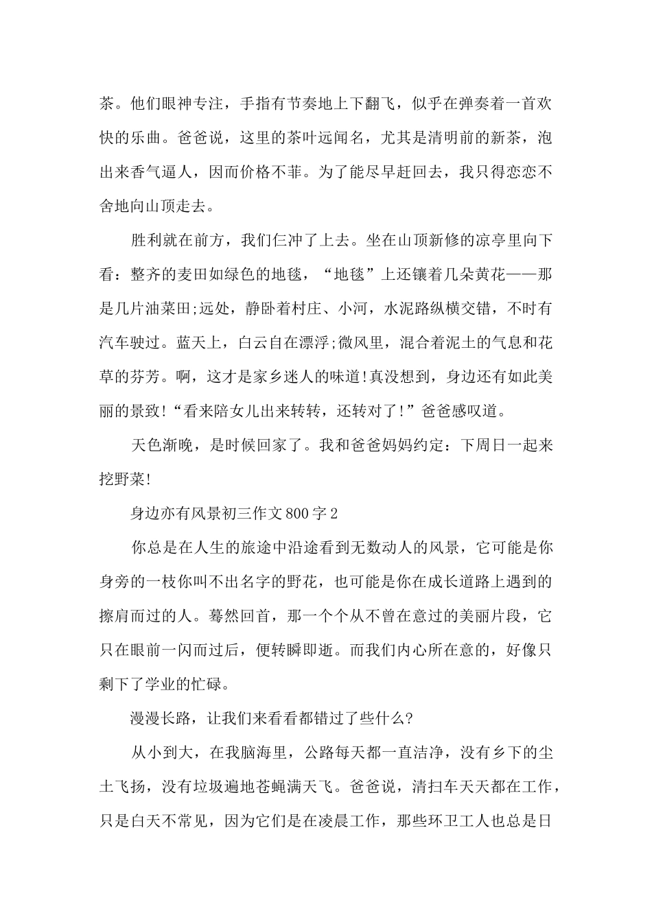 身边亦有风景初三优秀作文800字7篇_第2页
