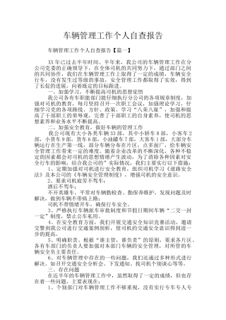 车辆管理工作个人自查报告