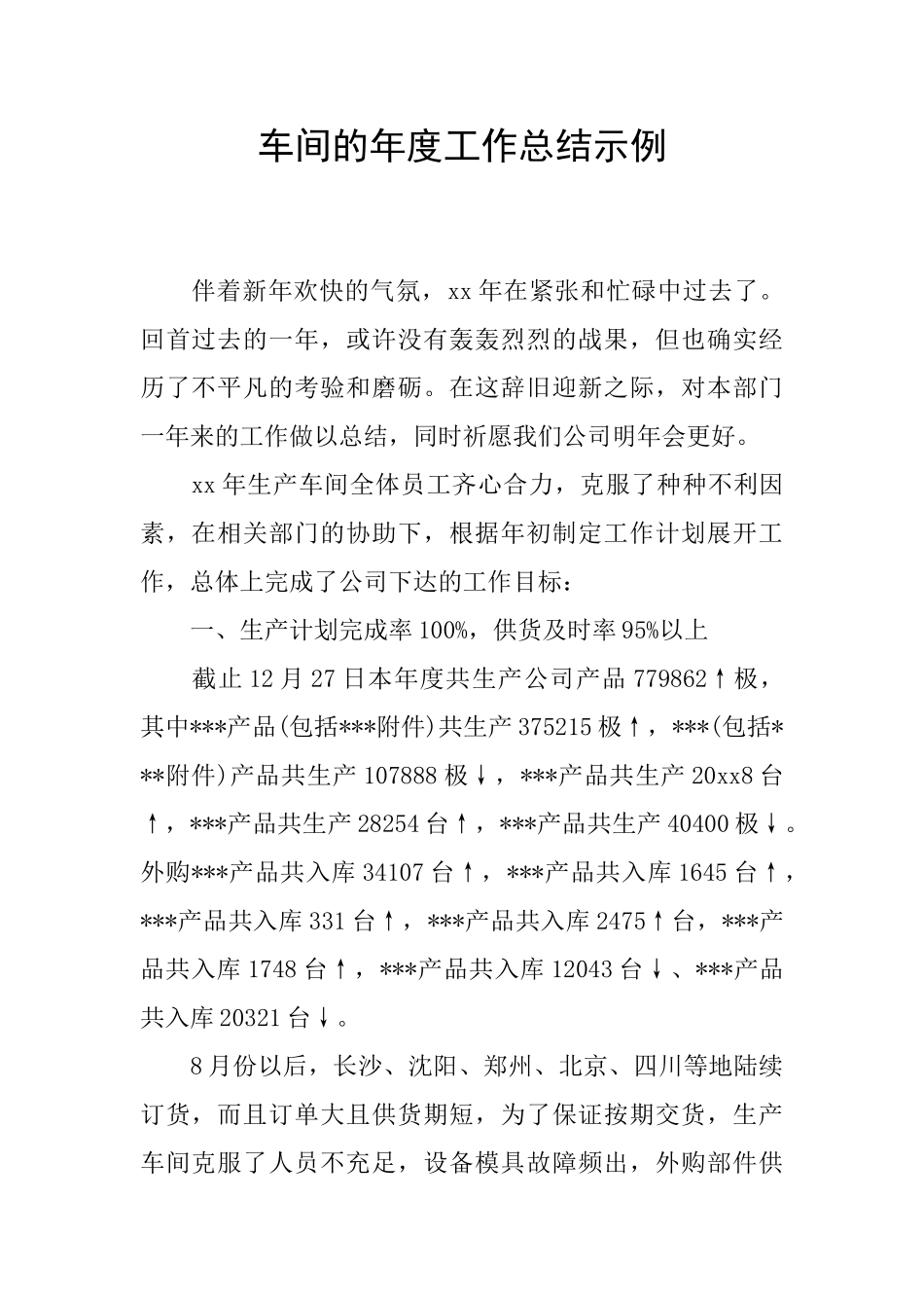 车间的年度工作总结示例_第1页