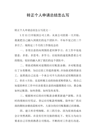 转正个人申请总结怎么写