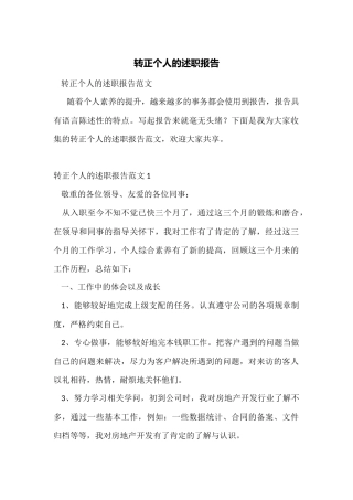 转正个人的述职报告