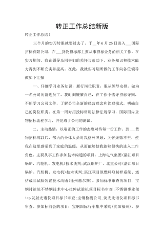 转正工作总结新版