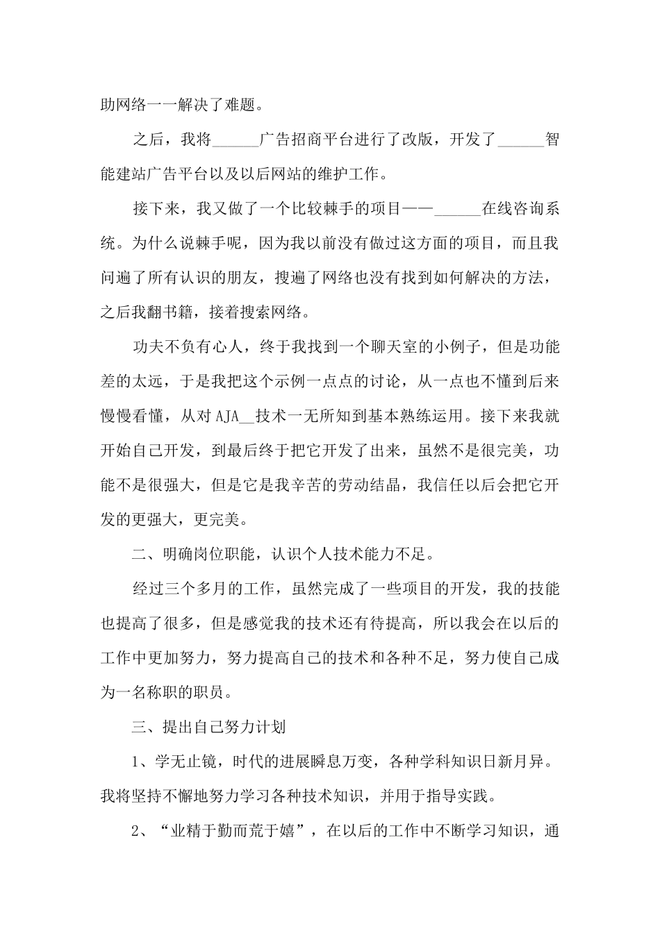 软件个人工作转正述职报告_第2页