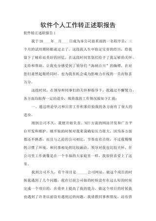 软件个人工作转正述职报告