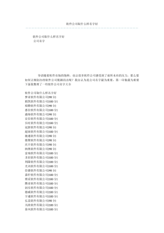 软件公司取什么样名字好