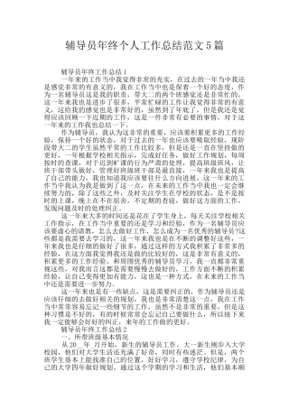 辅导员年终个人工作总结范文5篇