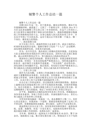 辅警个人工作总结一篇