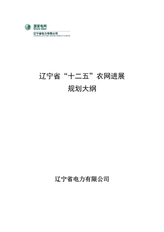 辽宁省农网十二五规划编制大纲