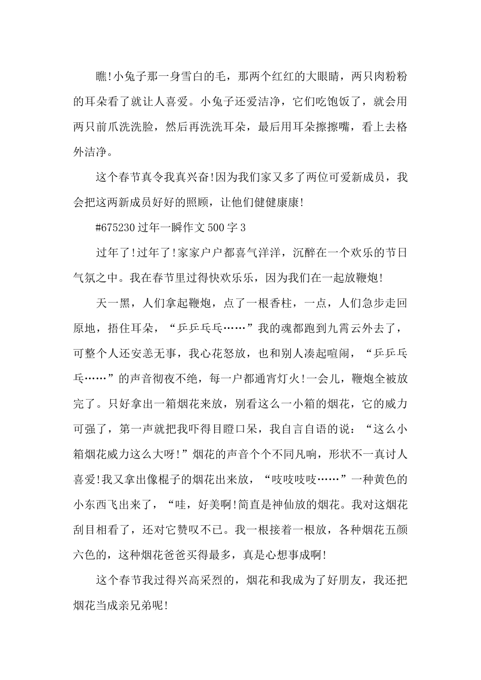 过年一瞬学生作文500字6篇_第3页