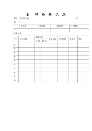 过程检验记录