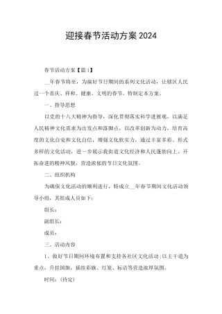 迎接春节活动方案2024