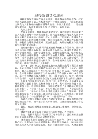 迎接新领导欢迎词