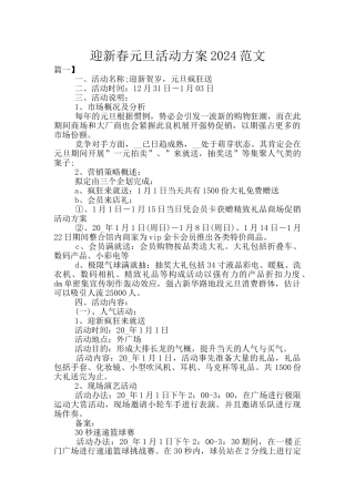 迎新春元旦活动方案2024范文